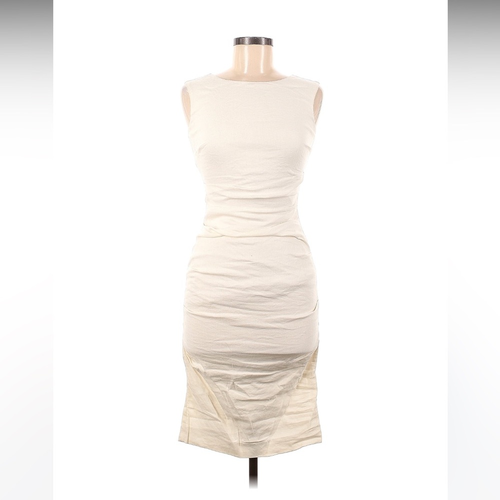 Nicole miller linen ivory dress